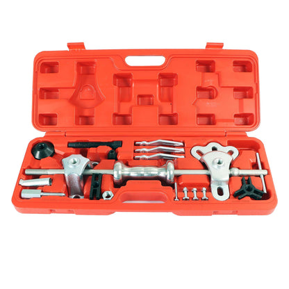 Wiltec puller set for wheel bearings and wheel hubs, for 4 and 5-hole with wheel hub, with slide hammer, as internal puller or external puller.