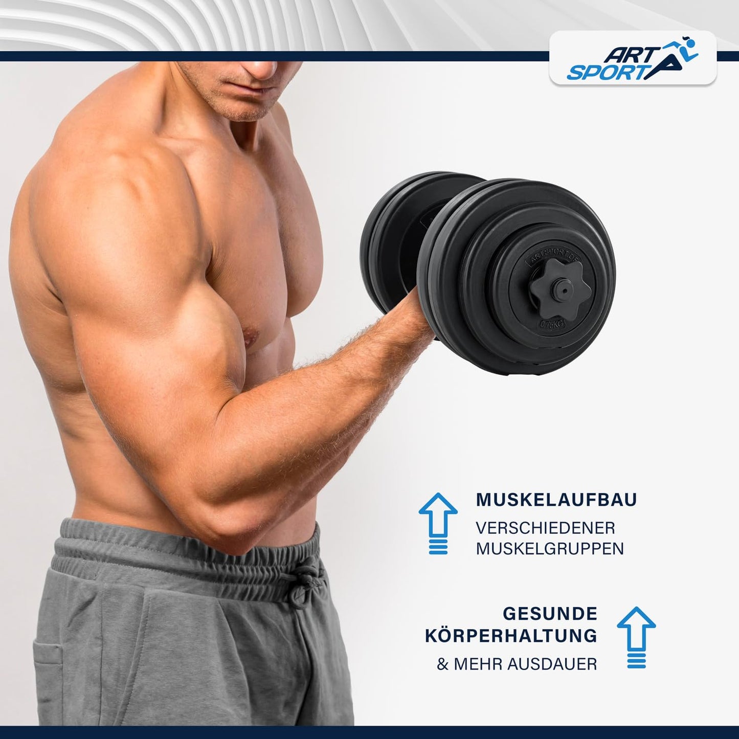 ArtSport 2er dumbbell set 30kg - dumbbell set with 2 dumbbells, 16 weight plates, and star locks - strength training dumbbell set dumbbell