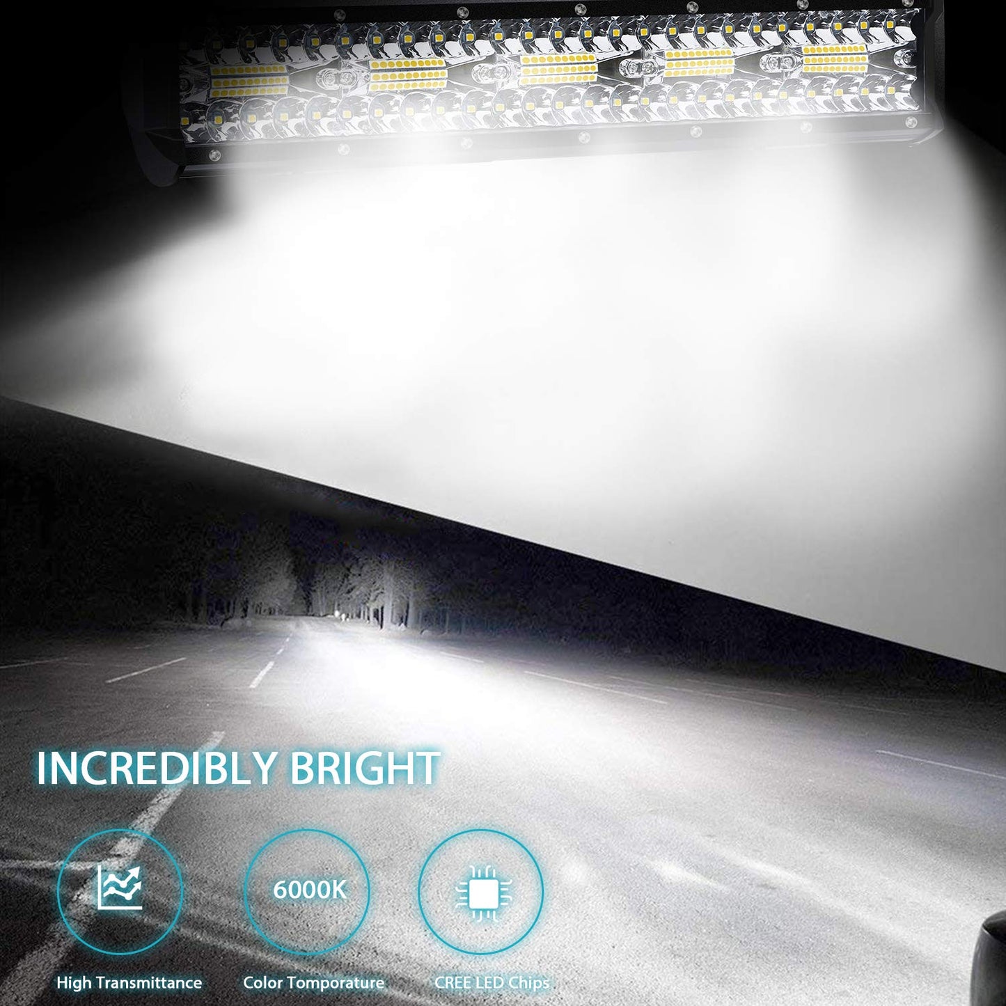 Kraumi LED auxiliary lights, 15 inch 320W Cree LED work lights 32,000lm LED headlights 12V car headlights Offroad floodlight Waterproof IP68 work light.