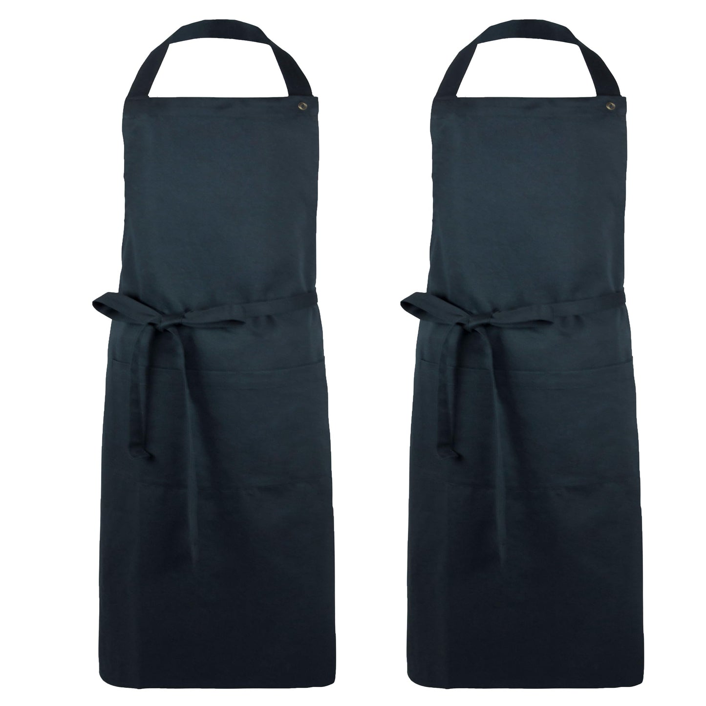 ZOLLNER 2-piece cooking apron set in black - sturdy grilling apron with sewn-on pockets - for men and women - cotton - 75x100 cm - with tie straps - washable up to 60°C - Oeko Tex® certified