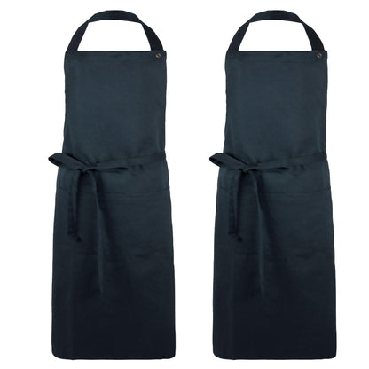 ZOLLNER 2-piece cooking apron set in black - sturdy grilling apron with sewn-on pockets - for men and women - cotton - 75x100 cm - with tie straps - washable up to 60°C - Oeko Tex® certified