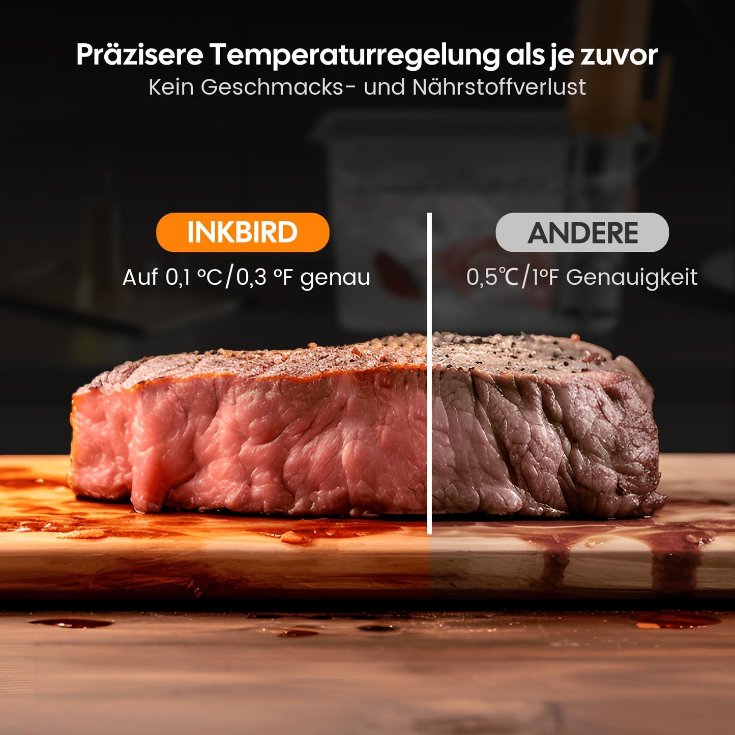 Sous Vide ISV-101W, INKBIRD WiFi Sous Vide Stick Precision Cooker, 1000W, temperature setting up to 90°C, immersion circulator 360° circulation with app preset menus, for the kitchen.