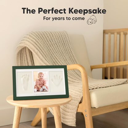 Baby handprint and footprint set - Baby hand and foot plaster cast for newborns - Baby handprint photo frame - Baby footprint plaster cast set - Baby shower footprint kit (Hunter Green)