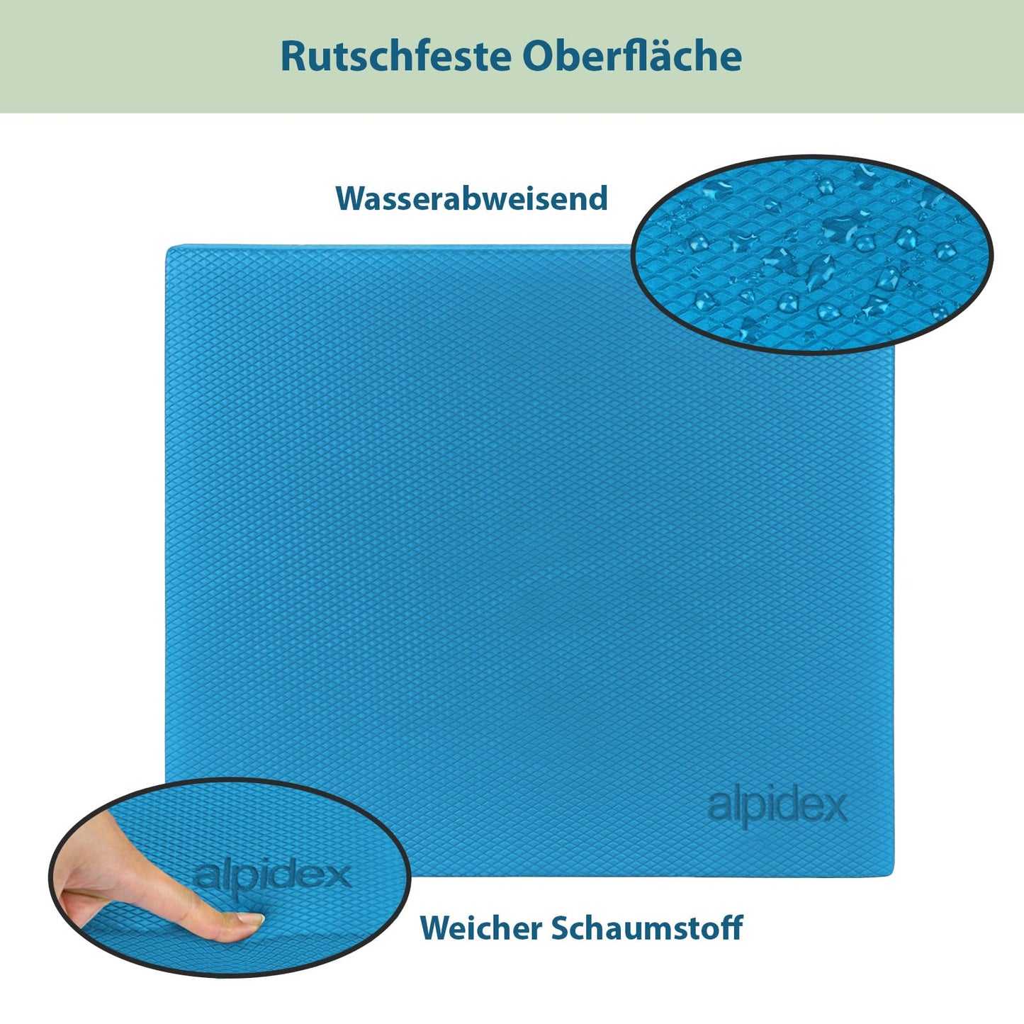 ALPIDEX Balance Pad 48x40x6 cm balance cushion Blue incl. 3 fitness bands Stability Coordination Improved balance Cushion Non-slip Wobble cushion Balance device Balance trainer