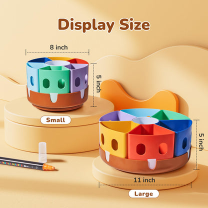 GAMENOTE Rotating Pen Holder Desk Organizer - Kids Desk Container for Tidying up and Storing, Revolving Shelf for Office Supplies School Supplies Craft Storage (Small)