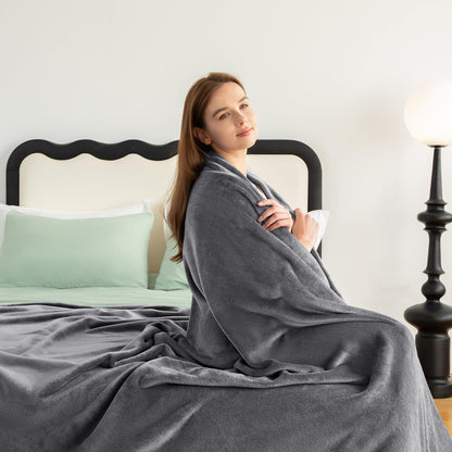 WAVVE cuddly blanket fluffy fleece blanket - sofa blanket 230x270 cm living room blanket couch blanket, gray blanket sofa light, large blanket huge sofa throw soft