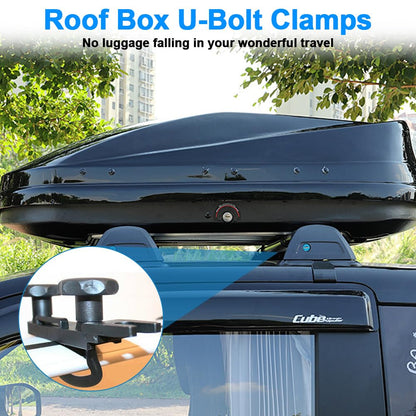 Abnaok 4 Piece Universal Roof Box Mounting U-Bolts, Roof Box Holder Mounting, Stainless Steel U-Bolt Installation Accessories