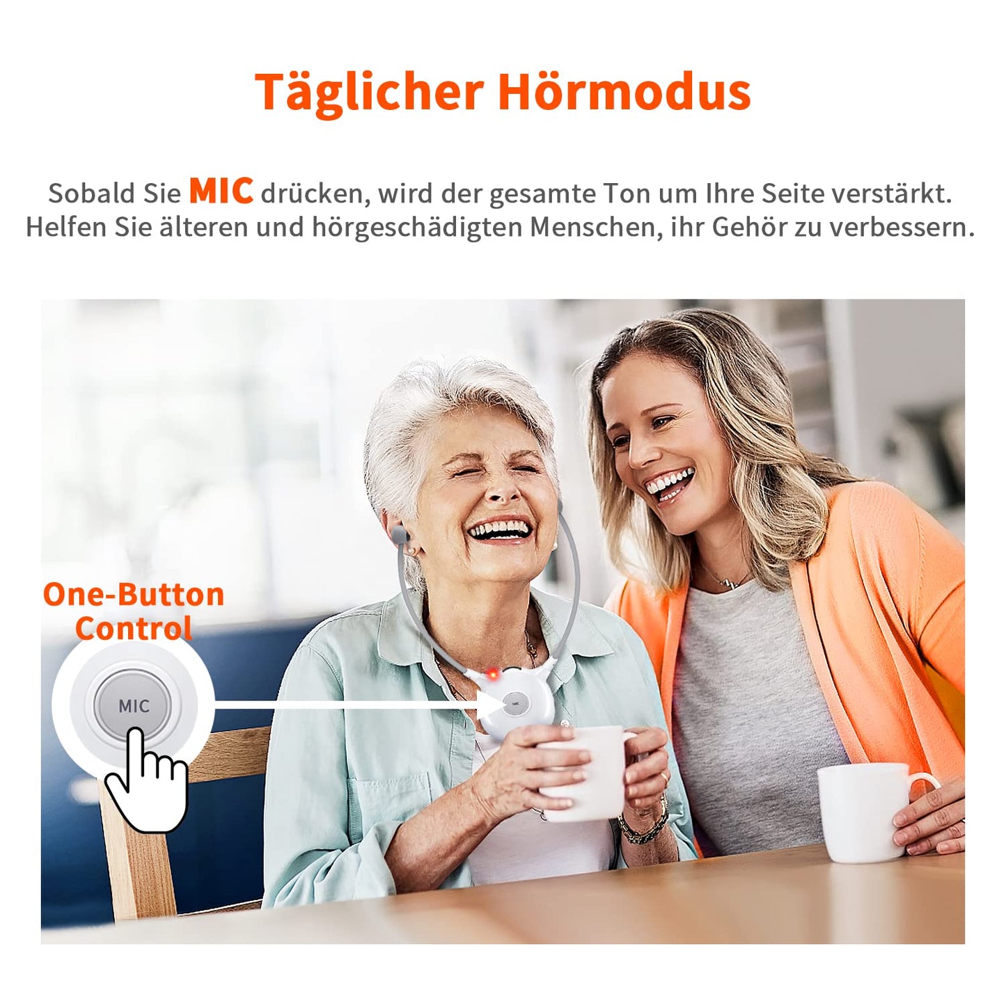 APH100 wireless TV headphones for seniors, 2.4 GHz, with 3.5mm AUX, RCA, includes 2 batteries and two sets of ear tips.