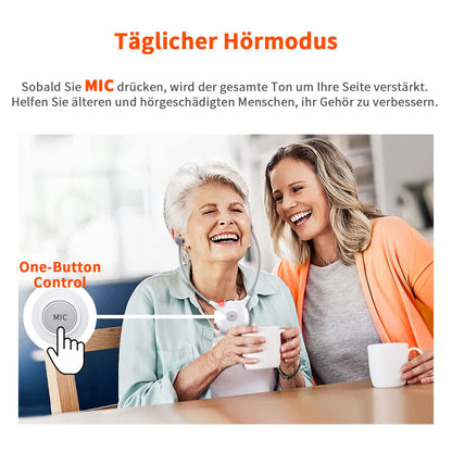 APH100 wireless TV headphones for seniors, 2.4 GHz, with 3.5mm AUX, RCA, includes 2 batteries and two sets of ear tips.