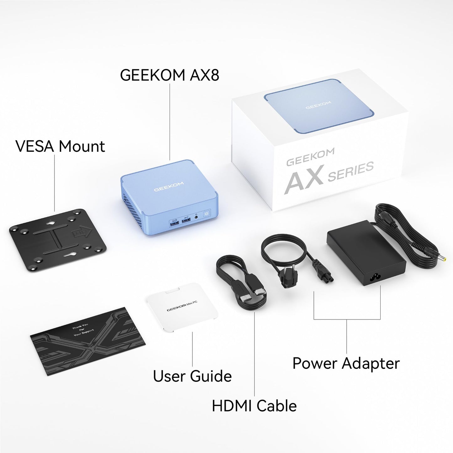 GEEKOM AI Mini PC AX8 Pro, AMD Ryzen R9-8945HS (8C/16T, up to 5.2GHz) Mini Desktop Computer 32GB DDR5 5600Mhz RAM & 2TB PCIe Gen 4 SSD, Mini PC with Windows 11 Pro, AMD Radeon 780M/WiFi 6E/BT5.2/2.5G LAN.