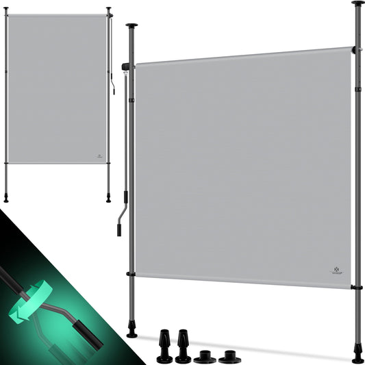 KESSER® Clamp Awning Vertical Awning 200x310cm Extendable & Privacy Vertical Awning with Hand Crank No Drilling Balcony Privacy & Wind Protection for Garden & Terrace Waterproof Gray