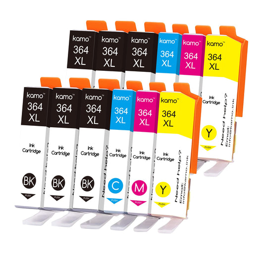Kamo 364 XL printer cartridges (12-pack) Compatible with HP 364 364XL cartridges multipack, for Deskjet 3070A 3520 3522 3524, Officejet 4620 4622, Photosmart 5520 5510 5524 6520 5514 5515 5522 6510 7510
