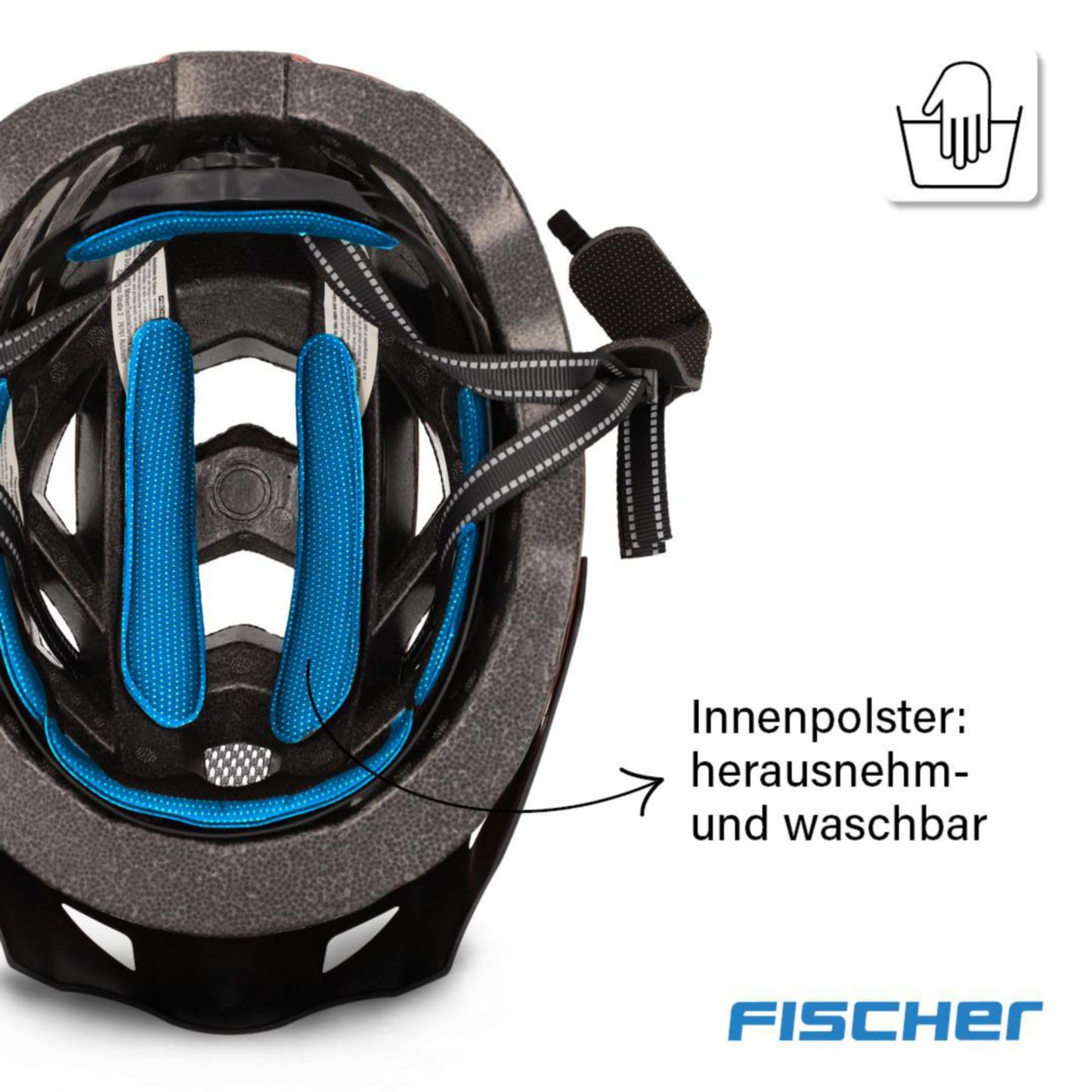 FISCHER Adult Bike Helmet, City Helmet Urban Plus Boston, L/XL, 58-61cm, blue, with integrated LED rear light, dark blue.