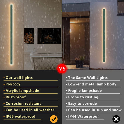 Klighten LED Long Wall Light, Anthracite Outdoor/Indoor Wall Lamp IP65, Outdoor Wall Lights 45W/150cm, Outdoor Light Iron Acrylic, Outdoor Lamp for Gardens Terraces Bedrooms, Warm Light 3000K