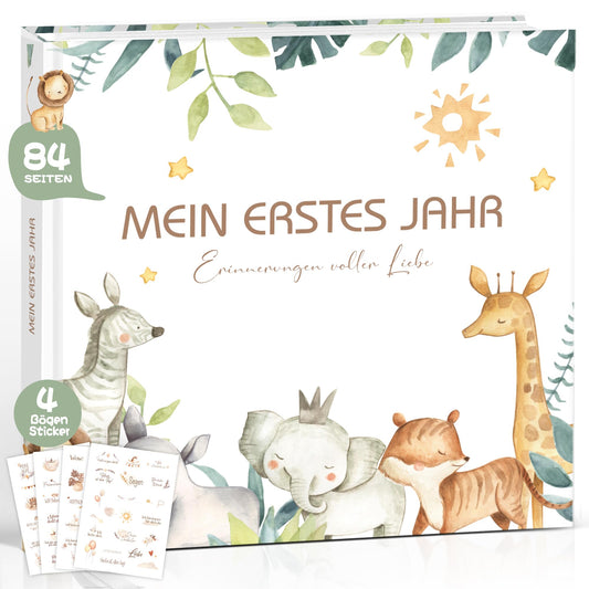 My First Year Baby Album, High-Quality Baby Journal Memory Book for the First Year, Photo Book Baby Gift Gifts for Birth Girl & Boy & expectant Mothers Hardcover Forest Animals