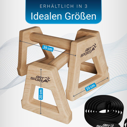 ArtSport push-up handles made of wood XXL - Calisthenics, Parallettes, push-up bars, indoor & outdoor, ergonomic handstand handles