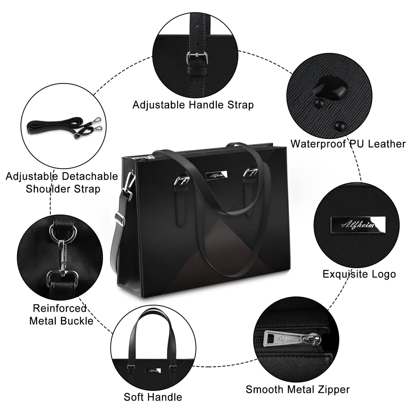 Alfheim Women's Laptop Briefcase 15.6-16 Inch Women's Shoulder Bag Large Briefcase Office Shopping College Compatible with MacBook Air/MacBook Pro 14 Inch A2442
