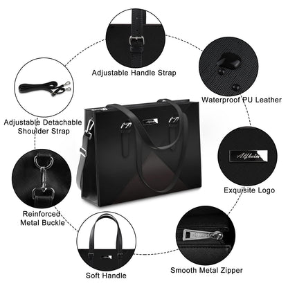 Alfheim Women's Laptop Briefcase 15.6-16 Inch Women's Shoulder Bag Large Briefcase Office Shopping College Compatible with MacBook Air/MacBook Pro 14 Inch A2442