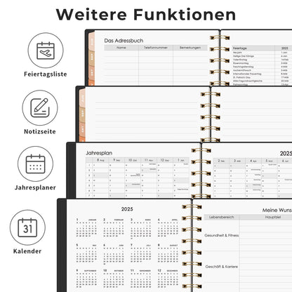 RETACY Calendar 2025 2026 - Weekly Planner Notebook A5, School Planner 25/26, Appointment Planner for School, August 2025-July 2026 planner, Study & Everyday Life (Black)