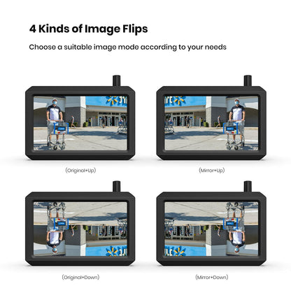 AUTO-VOX Wireless Backup Camera Kit supports 2 cameras for parking/surveillance, with a 720P wireless backup camera and 5" HD monitor. IP68 waterproof camera for trucks/SUVs.