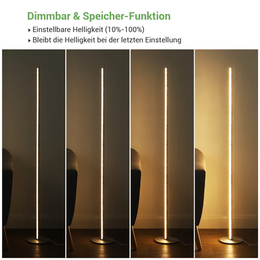 EDISHINE LED floor lamp for living room, 147cm RGB standing lamp dimmable, 12W floor lamp with remote control & foot switch, crystal light column 16 colors, 7 brightness levels, corner lamp for bedroom