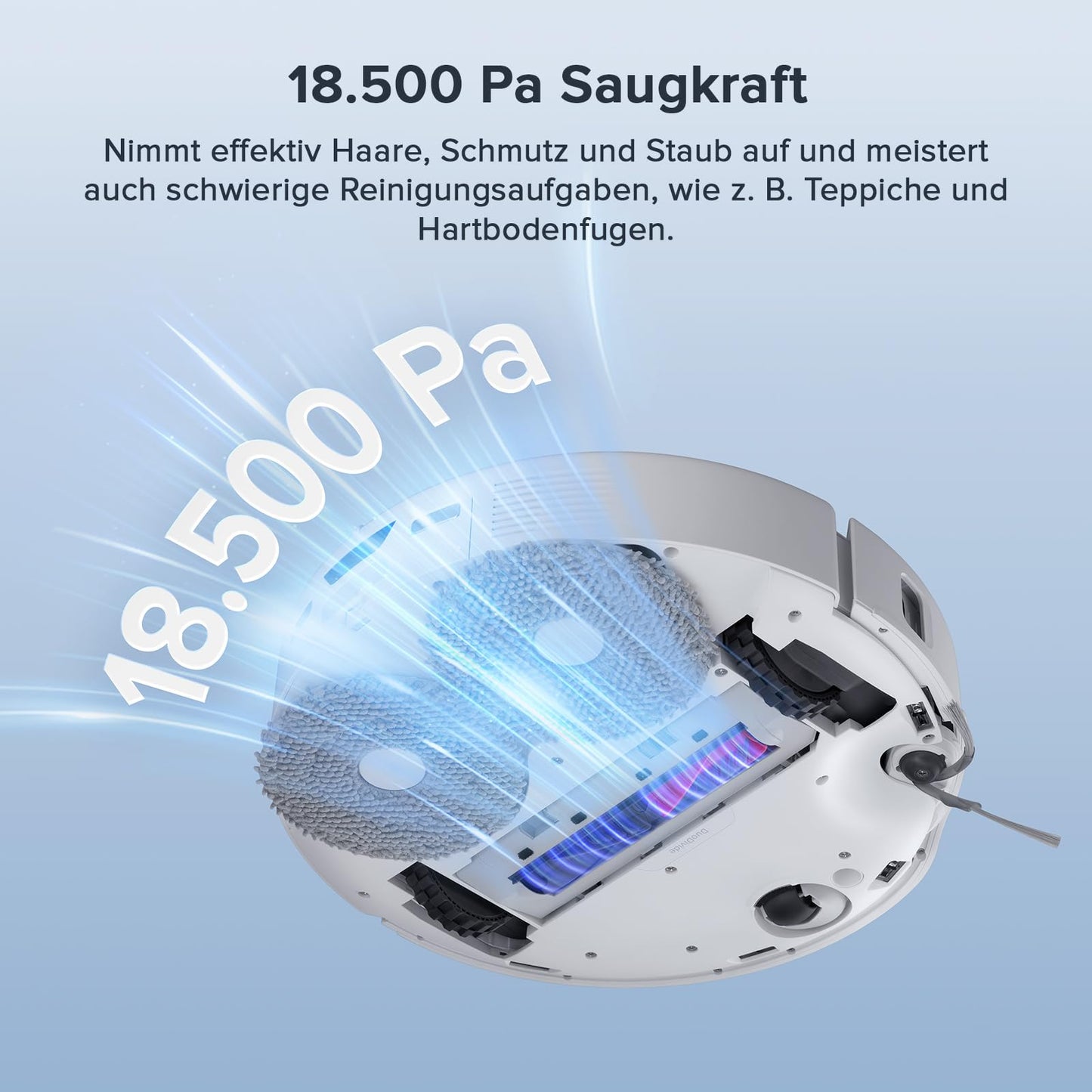roborock Qrevo Curv S5X robotic vacuum cleaner with mopping function, emptying station, Dual Anti-Tangle-System, 18,500 Pa suction power, 75°C hot water mopping, Intelligent dirt detection, All-in-One Dock (White)