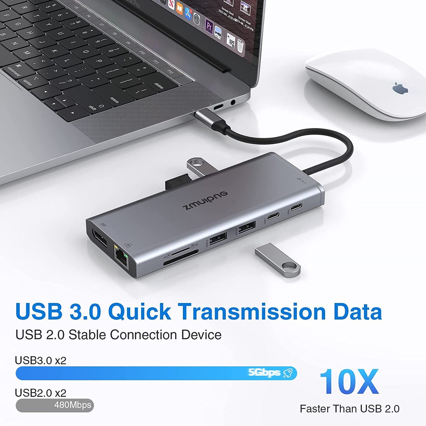 USB C Docking Station Dual Monitor, Triple Display USBC Dock, 14 in 1 Laptop Docking Station with 2 * 4K HDMI, DP/DisplayPort, Ethernet, 4 * USB, 100W PD, USB-C Data, SD/TF, Audio/Mic for Dell HP Lenovo, etc.