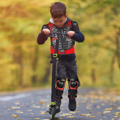 JUSTDOLIFE Motorcycle Protective Jacket, Kids Motorcycle Armor with Knee Pads Elbow Pads Chest Protector Racing for Outdoor Sports - 4/6/8/10/12/14 Years (Red)