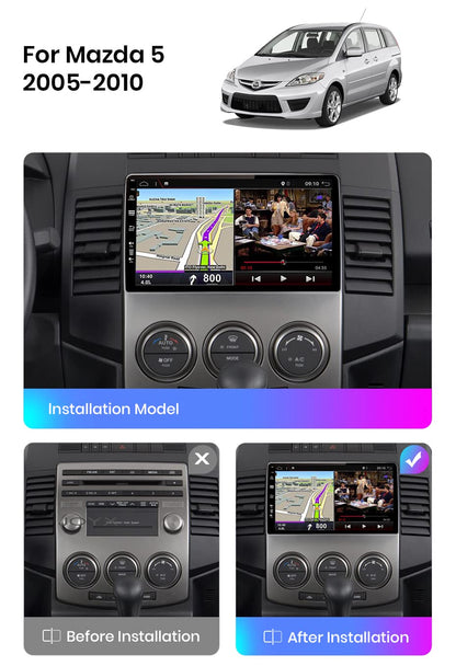 JOYX Android 14 Car Stereo Fits Mazda 5 (2005-2010) - [4G+64G] - Built-in DSP/Carplay/Android Auto - Free LED Rearview Camera - 2.5D 9 Inch - With Steering Wheel Control 4G WiFi Bluetooth 5.0 DAB