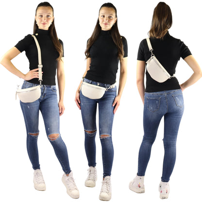 Blade Women's Leather Fanny Pack with 2 patterned and leather removable & adjustable wide belts, Crossbody Bag Women, High-quality Chest Bag for Women.