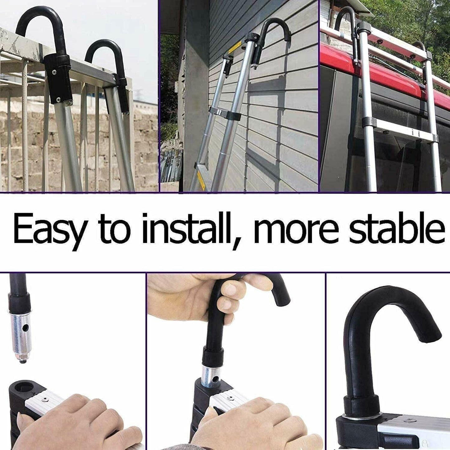 5m telescopic ladder with roof hook kit aluminum, portable, multifunctional, foldable, durable, multipurpose aluminum telescopic ladder, extendable