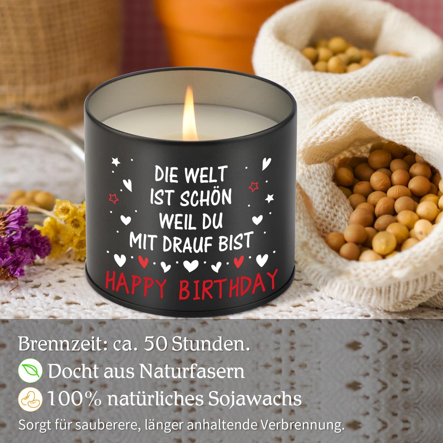 PRSTENLY Birthday gift for men women, 9oz Metal candle gifts for husband wife dad grandpa brother son friend for 30 40 50 60th birthday.