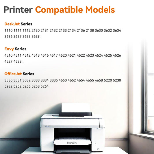 302 XL printer ink cartridges multipack, replacement for HP 302 printer ink cartridges for Envy 4525 4520 4527 4522 Officejet 3831 5230 3830 4650 DeskJet 3630 3636 3639 2130 1110 (Black, Color)