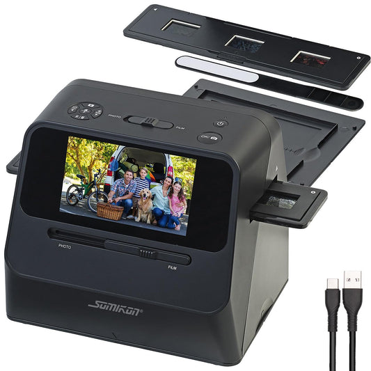Somikon photo scanner: 3-in-1 photo, slide, and negative scanner with 22 MP and HDMI output, battery (3-in-1 scanner, slide photo scanner, digitizing device)