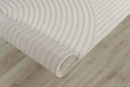 The carpet Everest - modern short pile rug for living room bedroom with high-low effect, 3D effect, high pile density and pleasantly soft, Cream, 200 x 290 cm