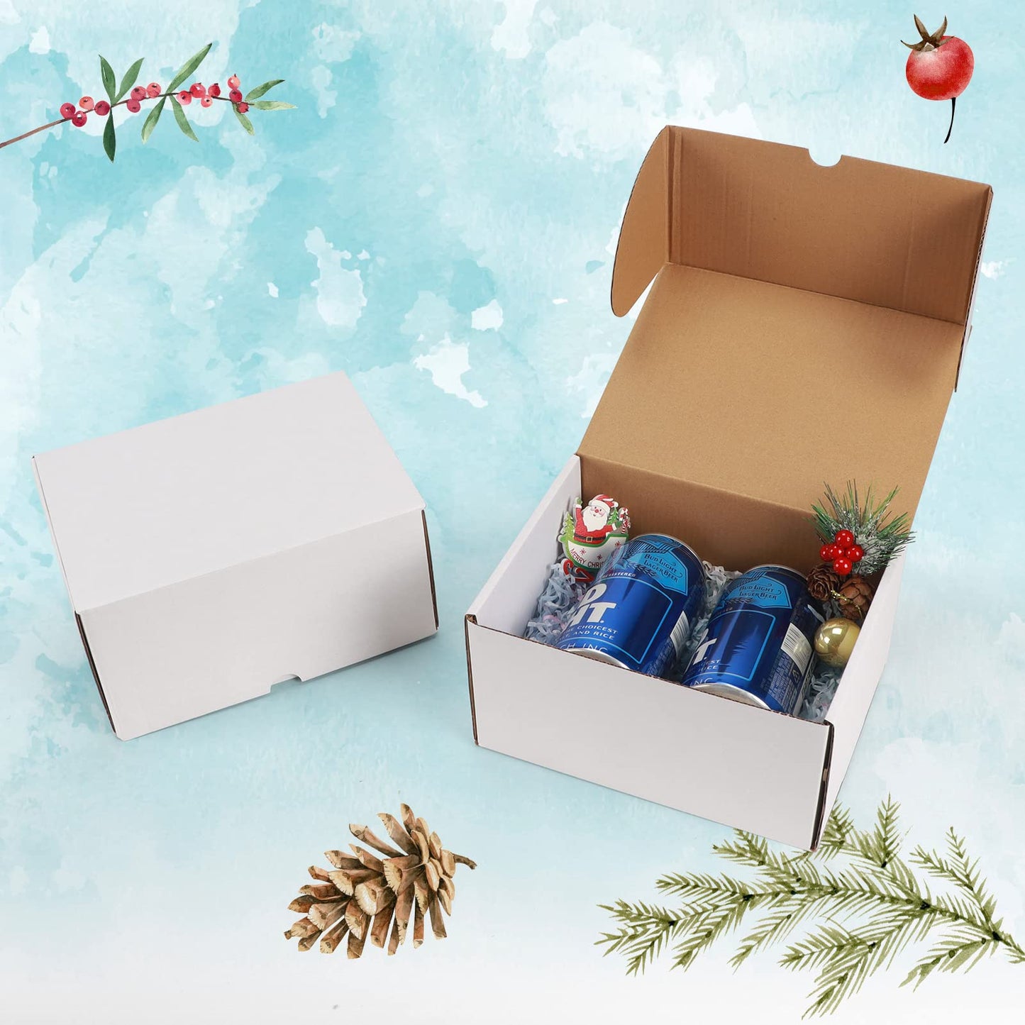 RLAVBL 25 pieces of white shipping boxes measuring 20.4 x 15.3 x 10.2 cm for shipping small items, toys, and gifts.