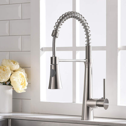 TIMACO kitchen faucet 360° swivel kitchen tap mixer kitchen faucet brushed nickel spiral spring faucet.