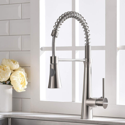 TIMACO kitchen faucet 360° swivel kitchen tap mixer kitchen faucet brushed nickel spiral spring faucet.