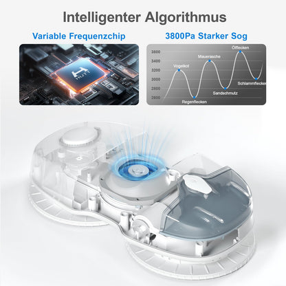 HUTT C65 window cleaning robot with spray function, Electric window cleaner remote control with 80ML tank, Window cleaner robot automatic, for indoor and outdoor windows, 10x cloths, case