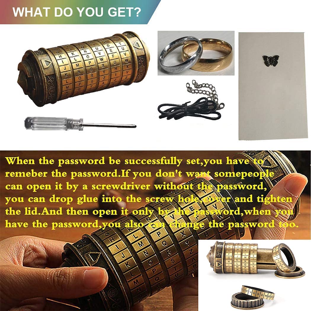 Da Vinci Code Cryptex Valentine's Day gifts for men women them him lock letter password code mini cryptex lock romantic birthday