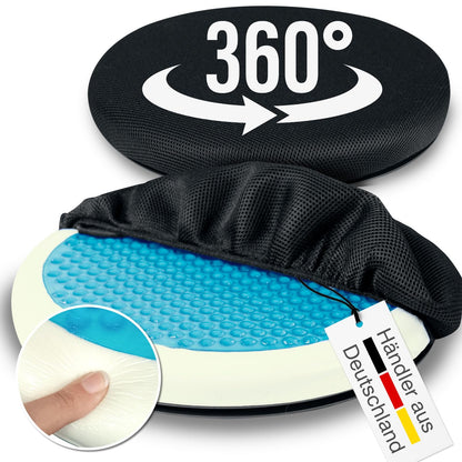 ELONEO swivel cushion with gel for car seat, rotating seat for seniors, helpful for entering/exiting, non-slip, supports up to 150 kg. For car, sofa, armchair, chair (Ø 40, 1 piece).