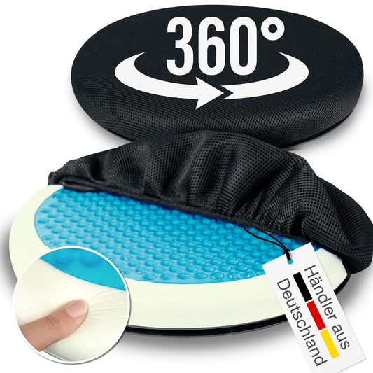 ELONEO swivel cushion with gel for car seat, rotating seat for seniors, helpful for entering/exiting, non-slip, supports up to 150 kg. For car, sofa, armchair, chair (Ø 40, 1 piece).