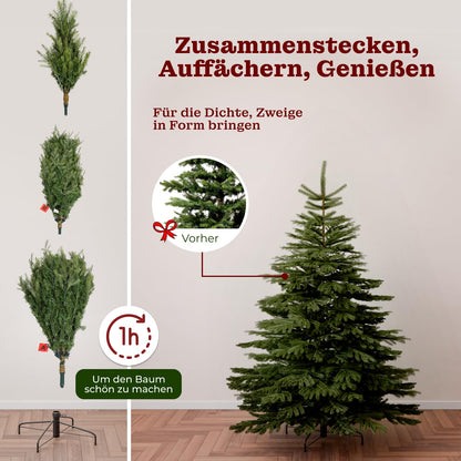Artificial Christmas tree with lighting | 180 cm | 400 LEDs | Artificial tree that looks real | LED Christmas tree includes metal stand and storage box | Fake tree that looks real