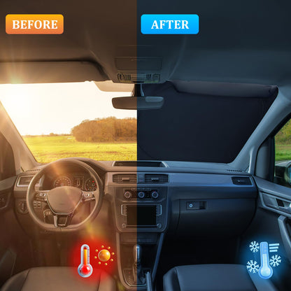 ZATOOTO Sunshade Car Windshield Custom Fit for Ford Focus 2019-2024, Windshield Sun Shade Foldable, Thickened Reflective Polyester Blocks UV Rays and Keeps the Car Cooler.