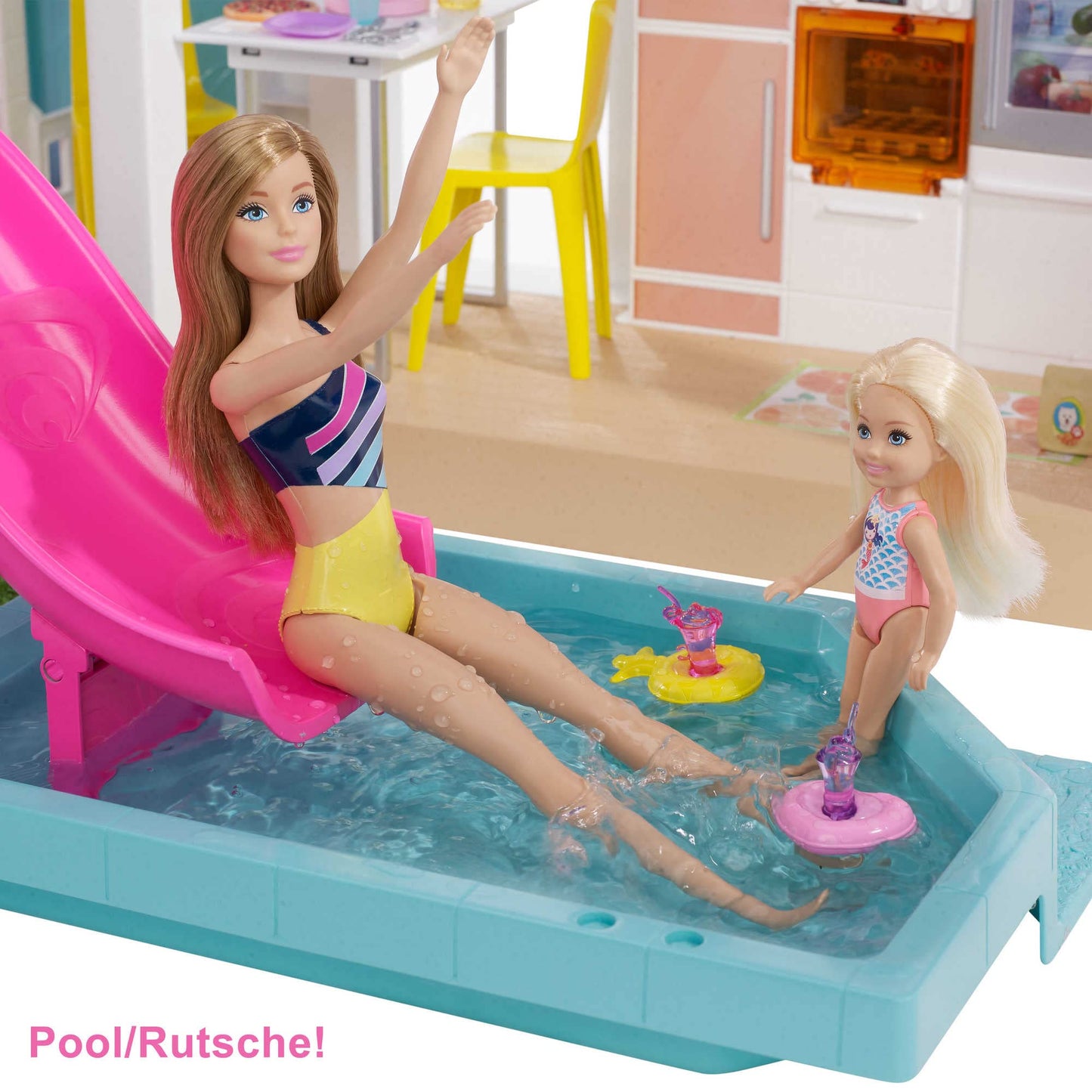 Barbie Dream House (114 cm), 3-story dollhouse with pool, slide, wheelchair lift, 75 accessories, dolls, suitable for children aged 3 and up, GRG93.