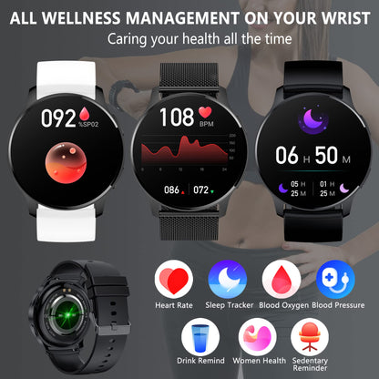 Erkwei Smartwatch for Women with Phone Function 1.32" HD Touch Screen Pedometer Women's Watch Personalized Display Heart Rate SpO2 Sleep Monitor, Fitness Tracker for iOS and Android