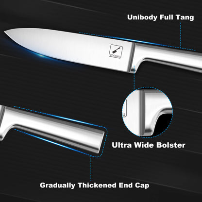 Imarku Knife block with 15-piece Japanese stainless steel knife set, professional kitchen knives with sharpener, one-piece knife for easy cleaning, sharp blades.