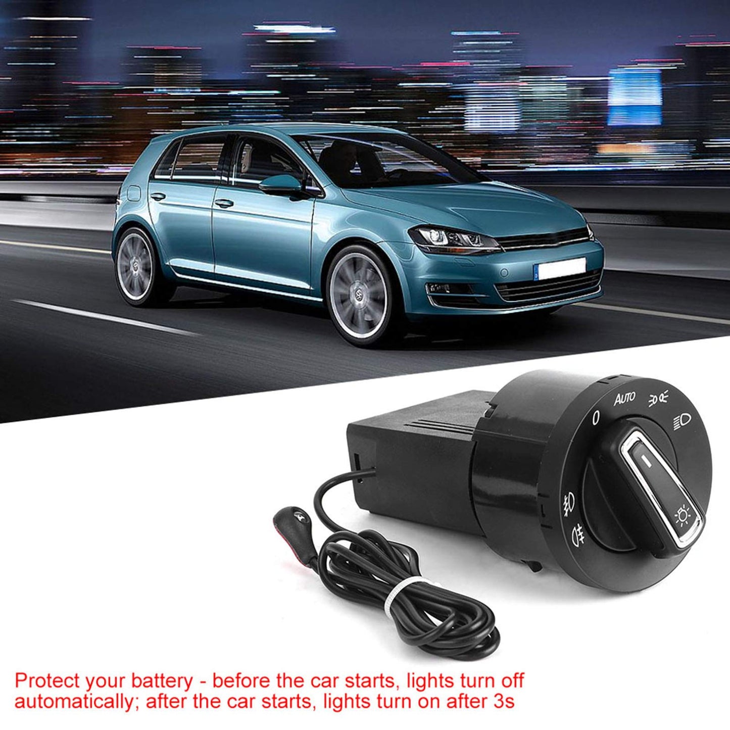 Automatic light switch with light sensor module, automatic headlight control switch upgrade light sensor module. Black ABS plastic. Compatible with MK4.