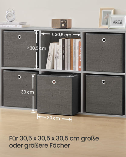 SONGMICS Storage Box, Set of 6, Organizing Boxes, Fabric, Foldable, 30 x 30 x 30 cm, Cloth Box, for Cube Shelf, Clothing Organizer, Mist Gray RFB102G01