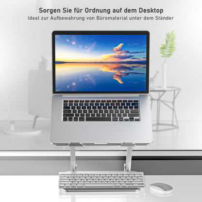 Boyata laptop stand, multi-angle laptop stand with heat-vent, adjustable notebook stand compatible for laptops (10-15 inch) including MacBook Pro/Air, Dell, HP, Samsung (Silver)